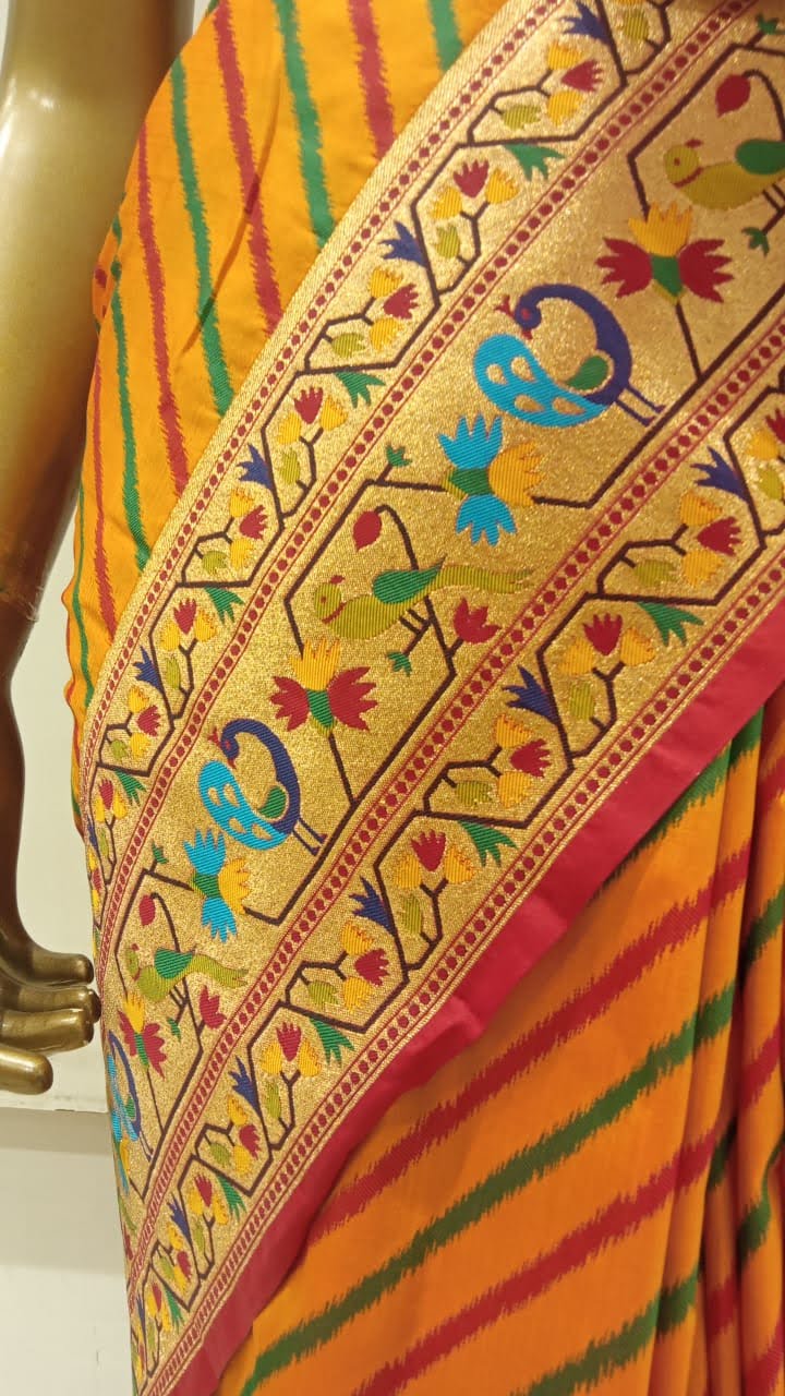 Chhabra 555 Mustard Printed Cotton Blended Saree Embellished With Zari Border
