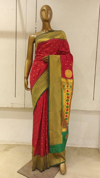 Chhabra 555 Red Banarasi Silk Traditional Saree With Contrast Pallu