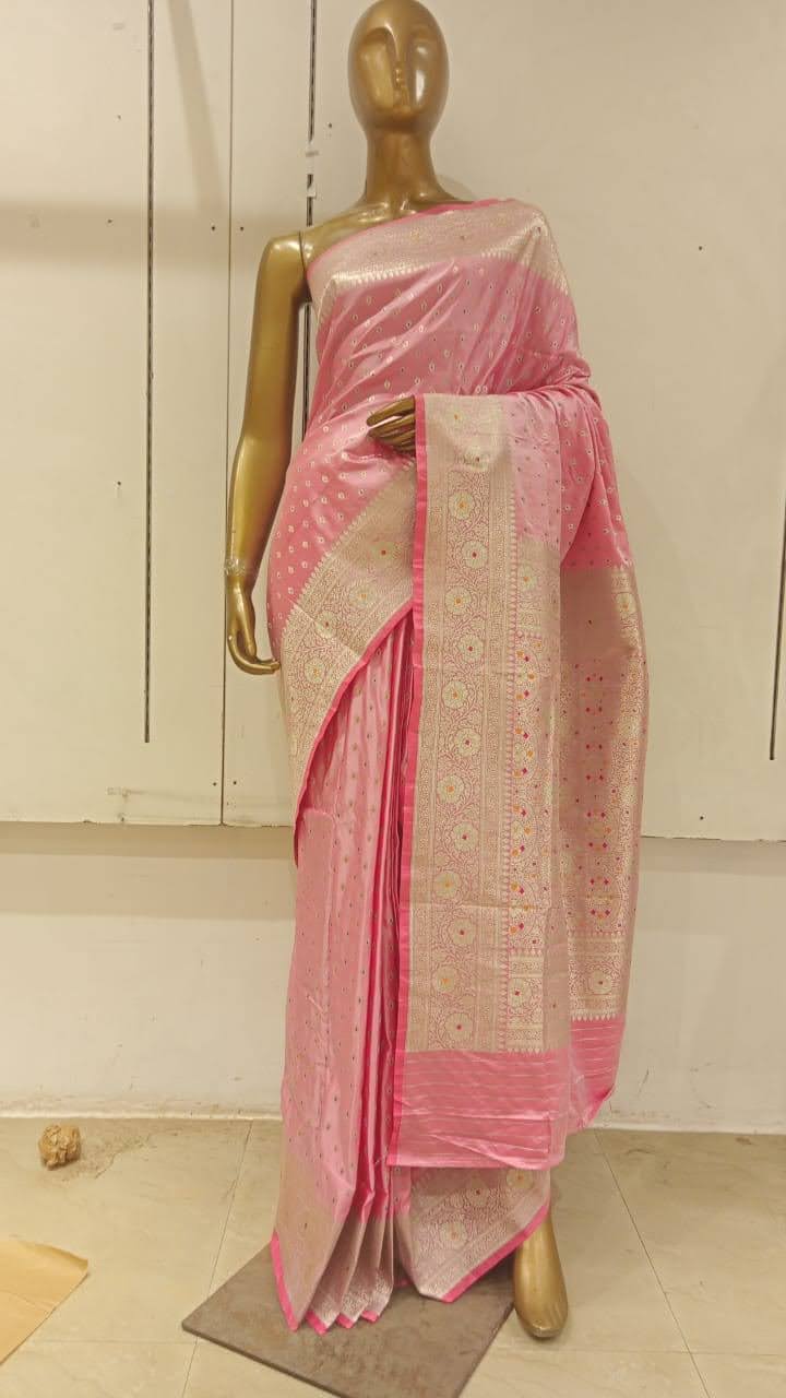 Chhabra 555 Pastel Pink Banarasi Silk Traditional Saree
