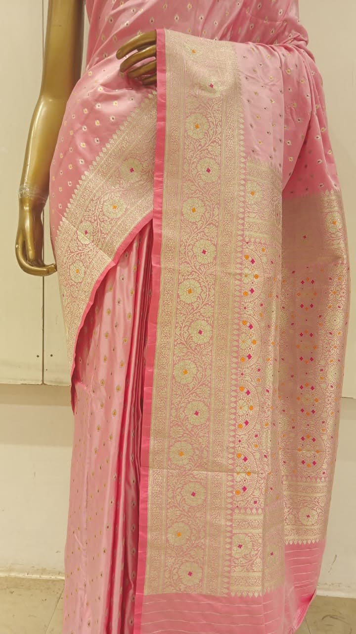 Chhabra 555 Pastel Pink Banarasi Silk Traditional Saree