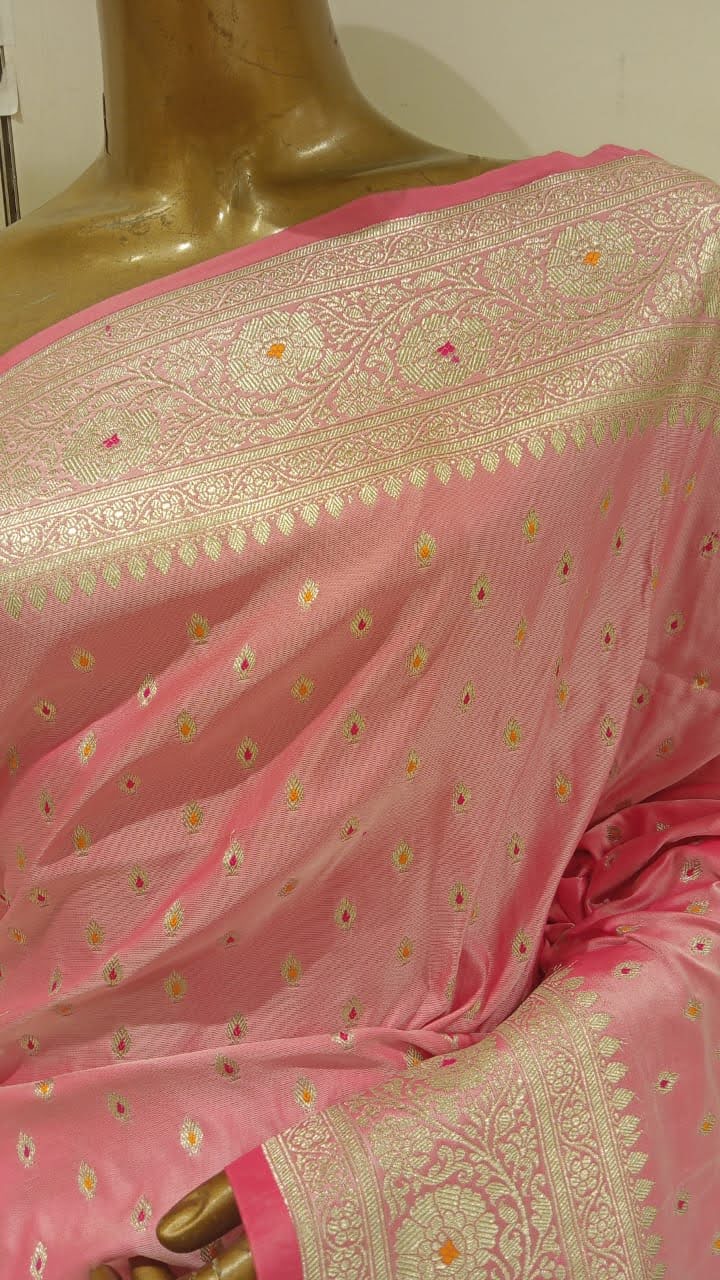 Chhabra 555 Pastel Pink Banarasi Silk Traditional Saree