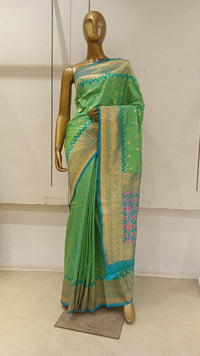Chhabra 555 Green Banarasi Silk Blend Ethnic Saree Embellished With Bold Border