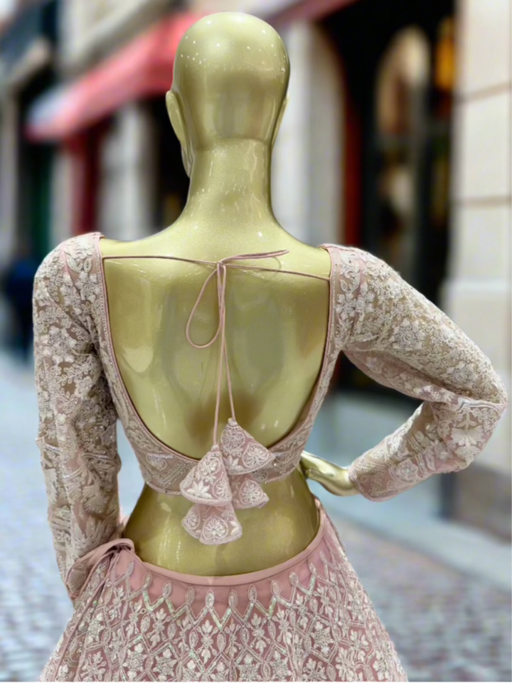 Blush Pink Embroidered Readymade Lehenga