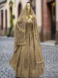 Regal Gold Embroidered Readymade Lehenga
