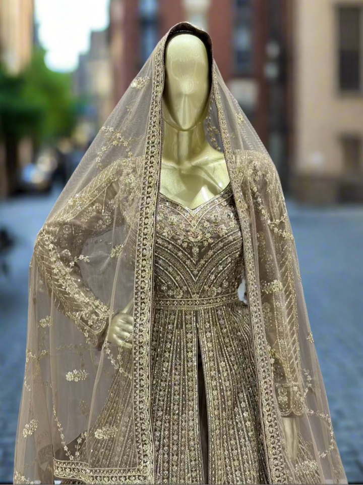 Regal Gold Embroidered Readymade Lehenga