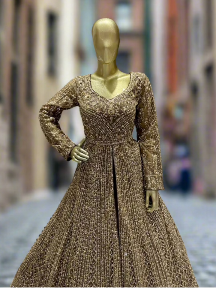 Regal Gold Embroidered Readymade Lehenga