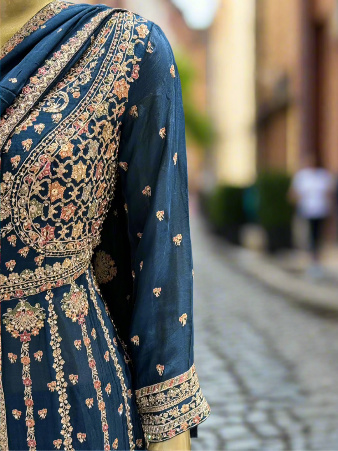 Midnight Blue Embroidered Sharara Set