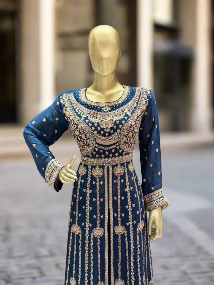 Midnight Blue Embroidered Sharara Set