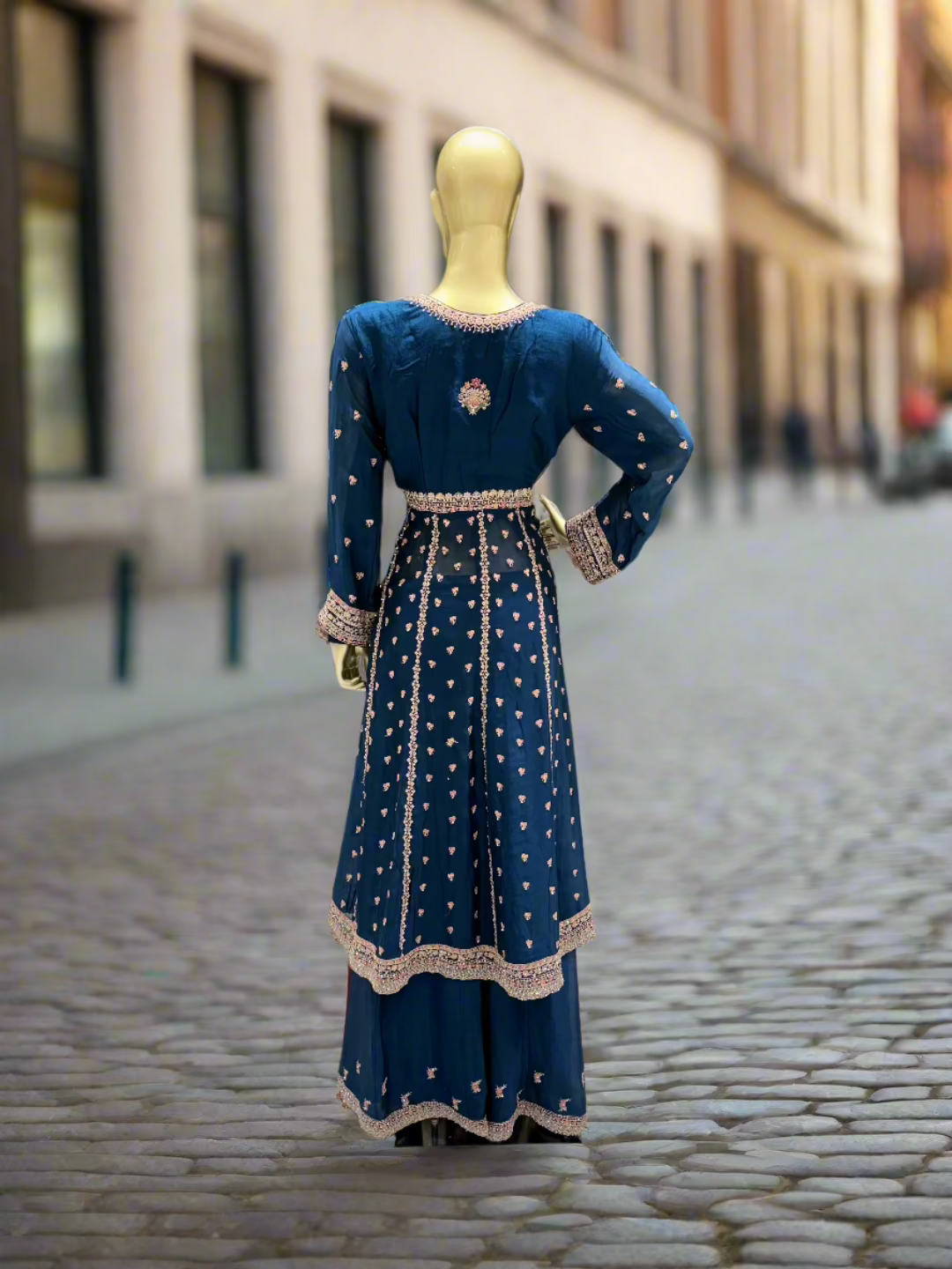 Midnight Blue Embroidered Sharara Set