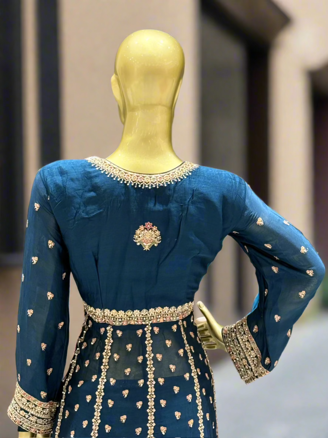 Midnight Blue Embroidered Sharara Set
