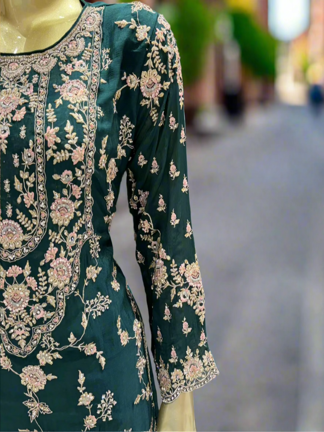 Emerald Green Embroidered Sharara Set