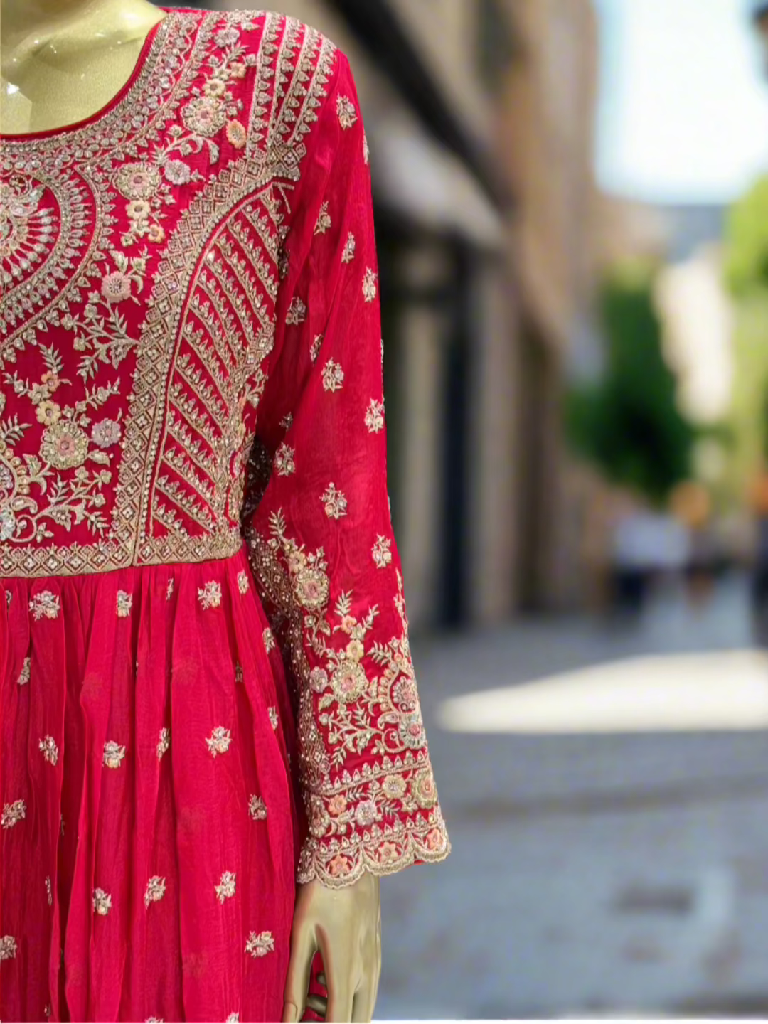 Red Georgette Embroidered Sharara Set