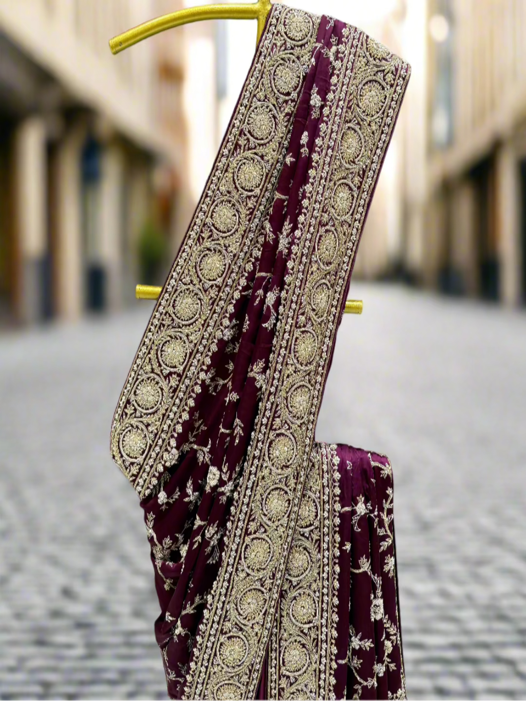 Maroon Silk Embroidered Saree