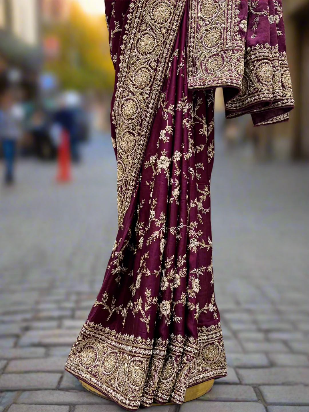 Maroon Silk Embroidered Saree