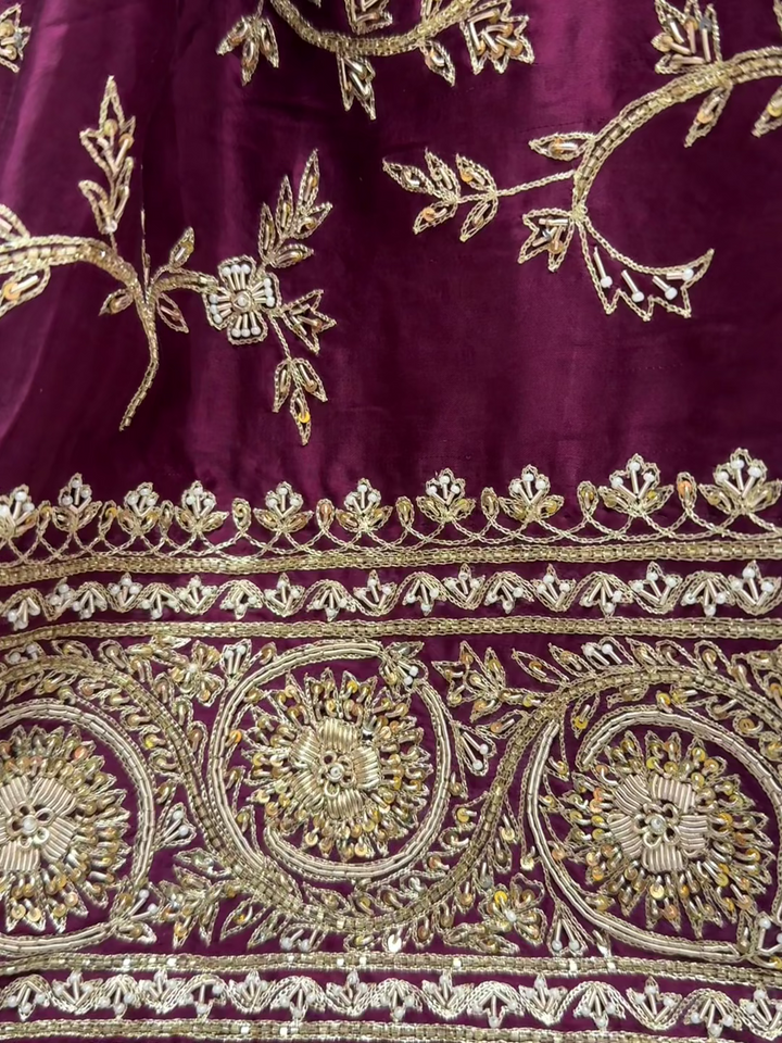 Maroon Silk Embroidered Saree