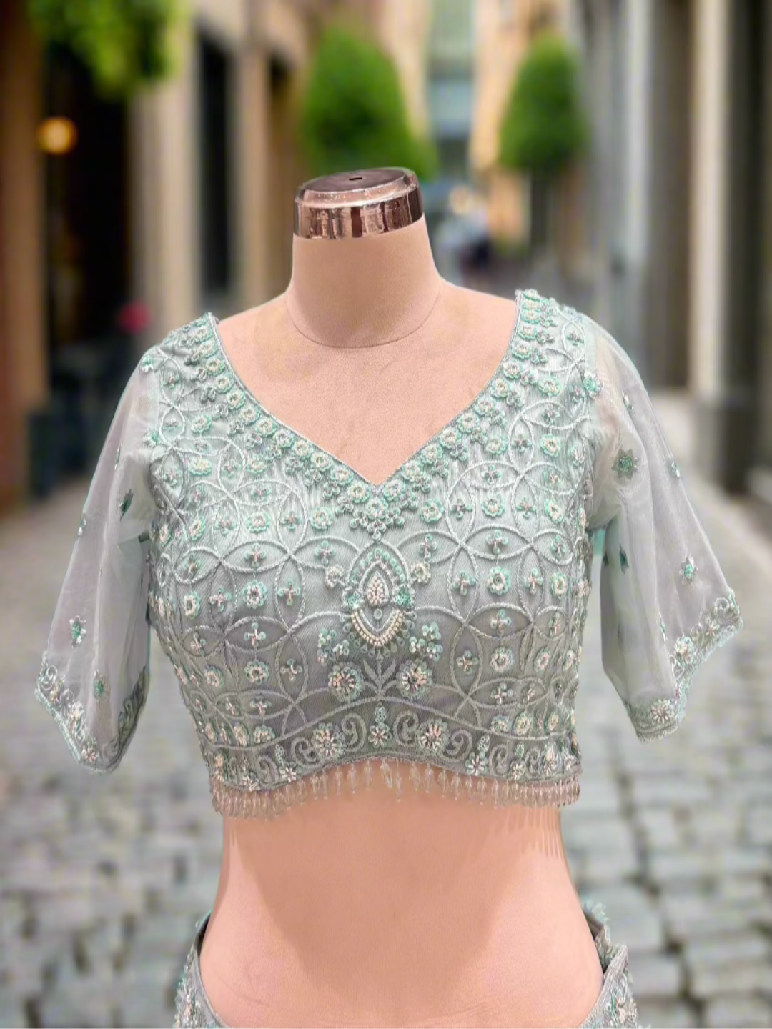 Sea Green Embroidered Lehenga