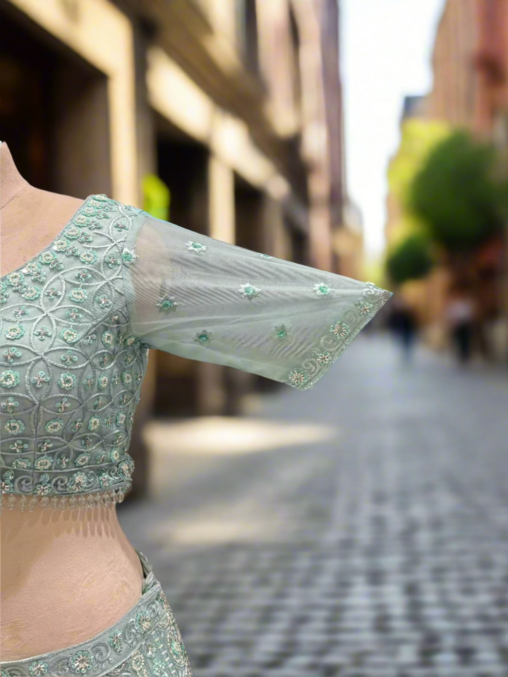 Sea Green Embroidered Lehenga