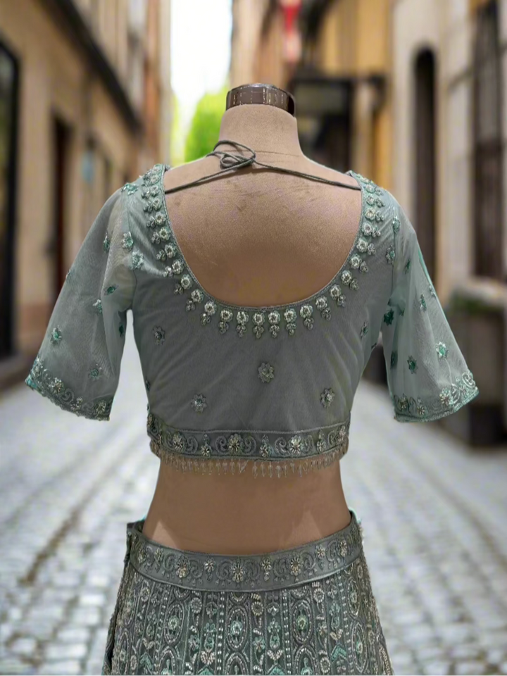 Sea Green Embroidered Lehenga