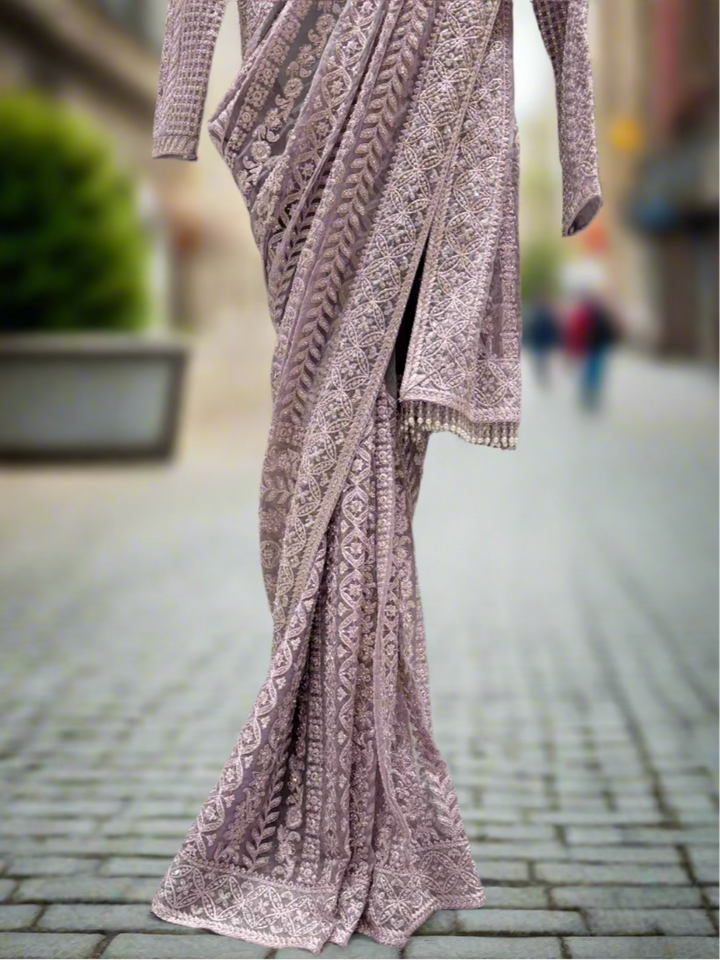Graceful Lavender Readymade Saree