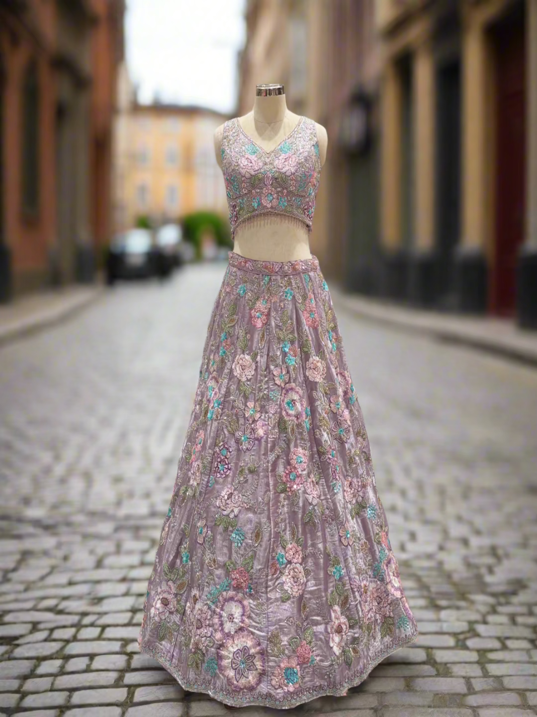 Lavender Floral Appliqué Lehenga