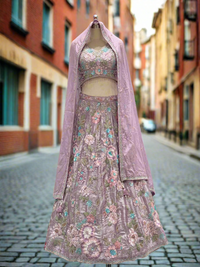 Lavender Floral Appliqué Lehenga