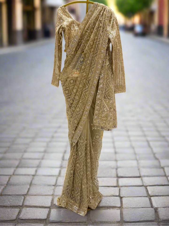Gold Embellished Readymade Saree