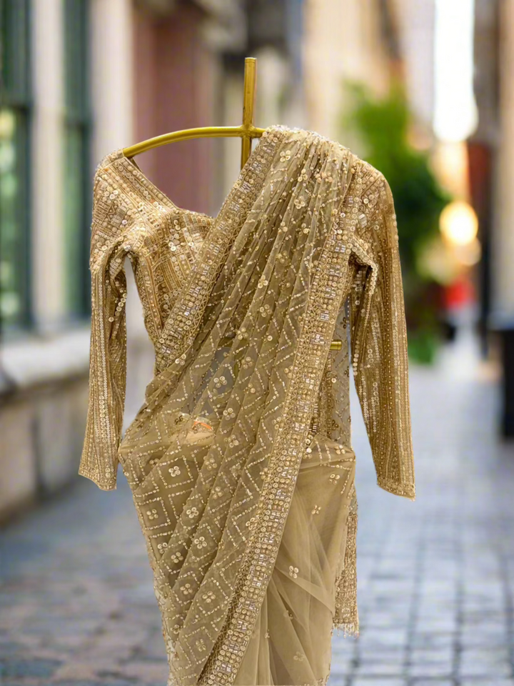 Gold Embellished Readymade Saree