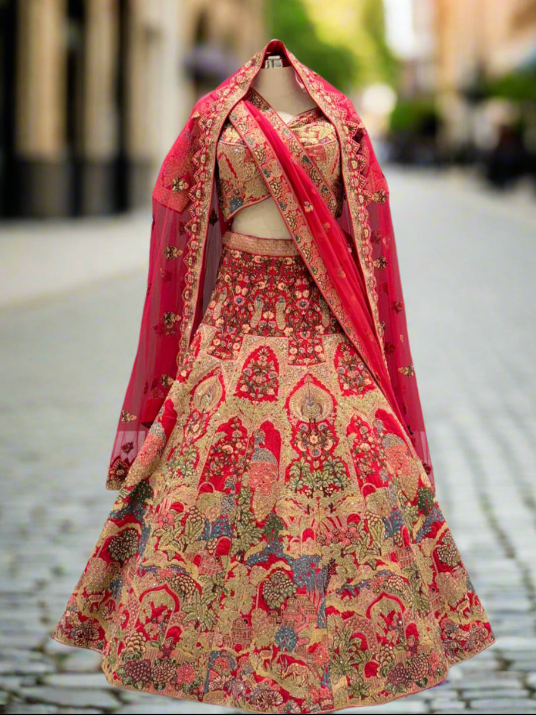Red Bridal Multicolor Lehenga