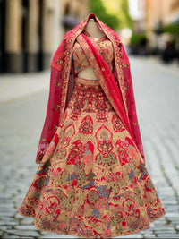 Red Bridal Multicolor Lehenga