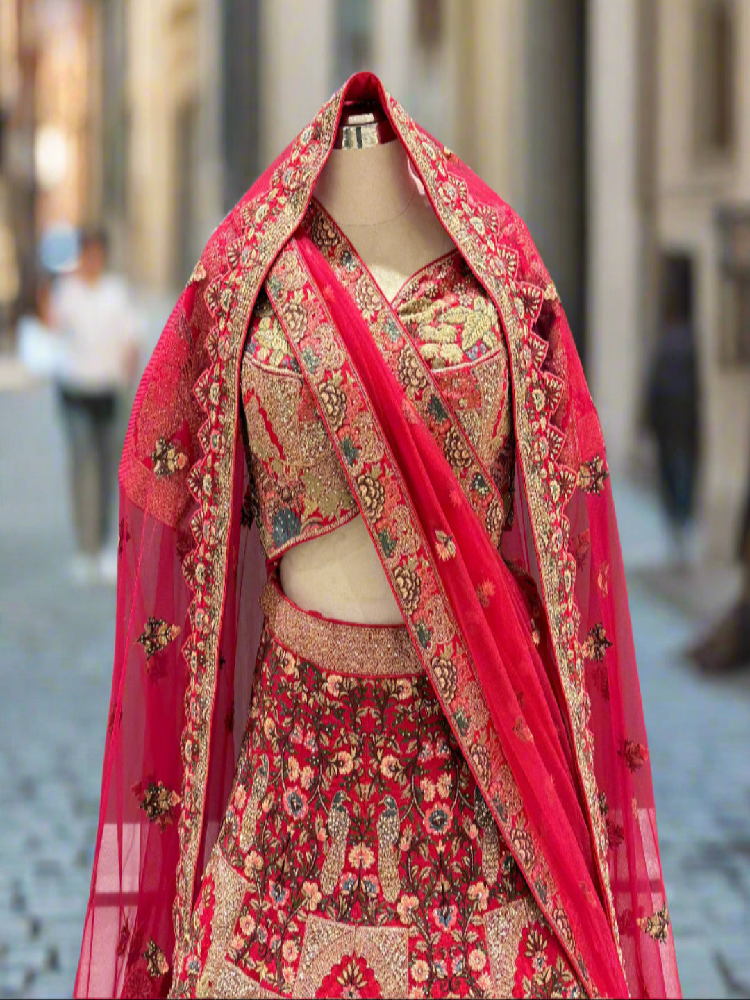Red Bridal Multicolor Lehenga