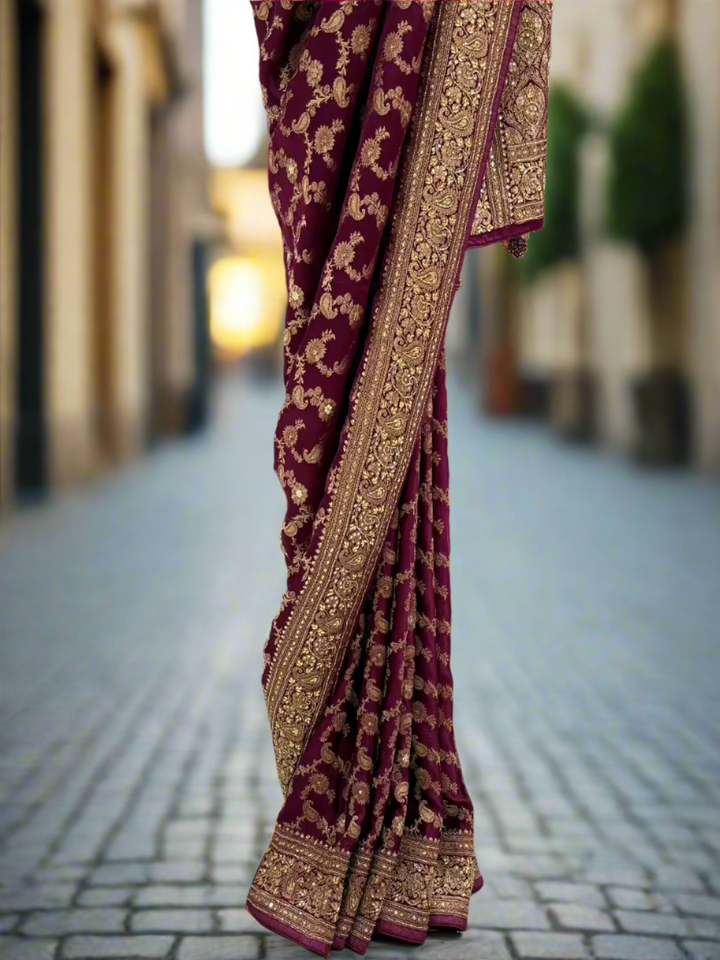Royal Maroon Silk Saree