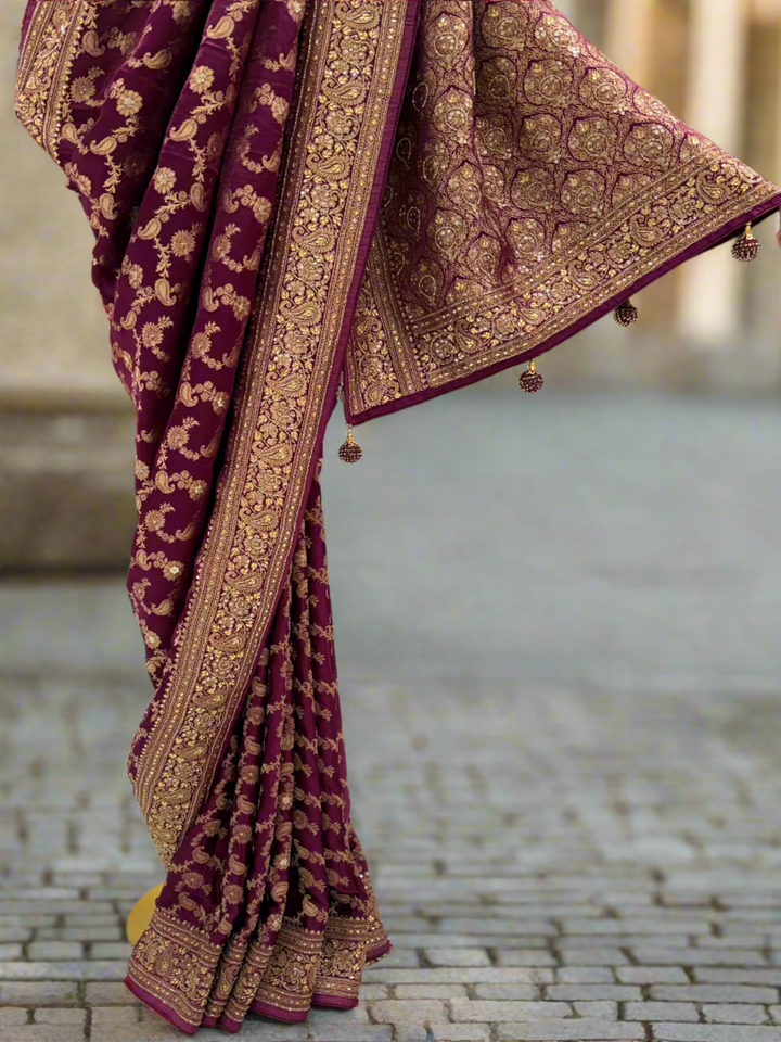 Royal Maroon Silk Saree