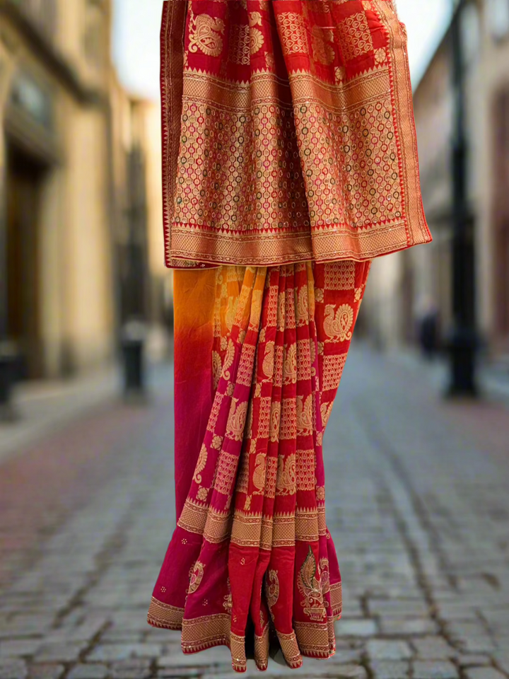 Red Ombre Silk Saree