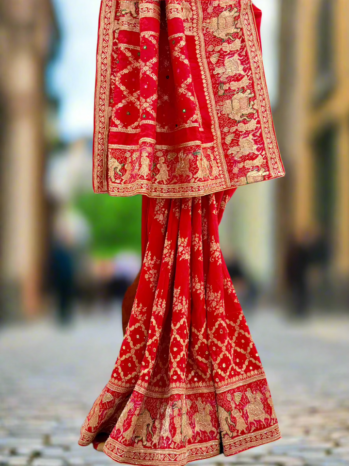Red Traditional Silk Saree