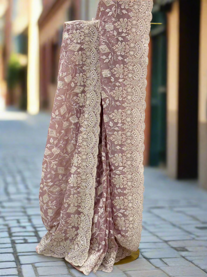 Peach Tissue Saree