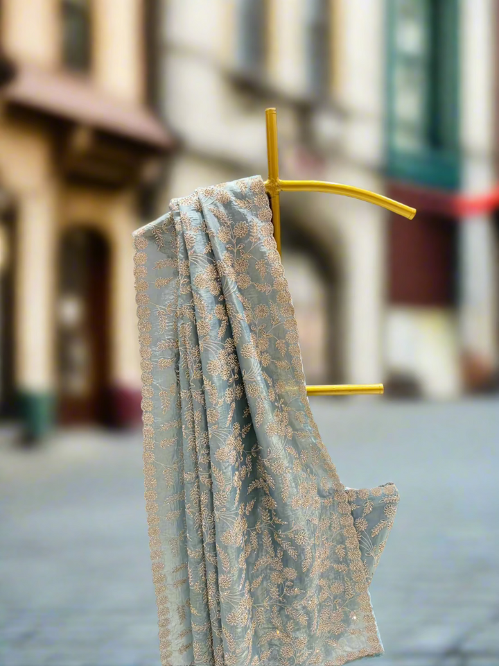 Powder Blue Tissue Saree