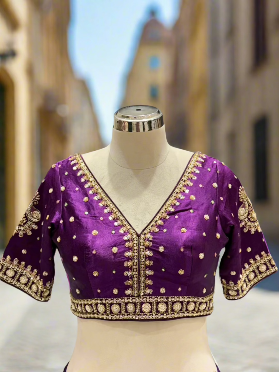 Purple Chevron Print Lehenga