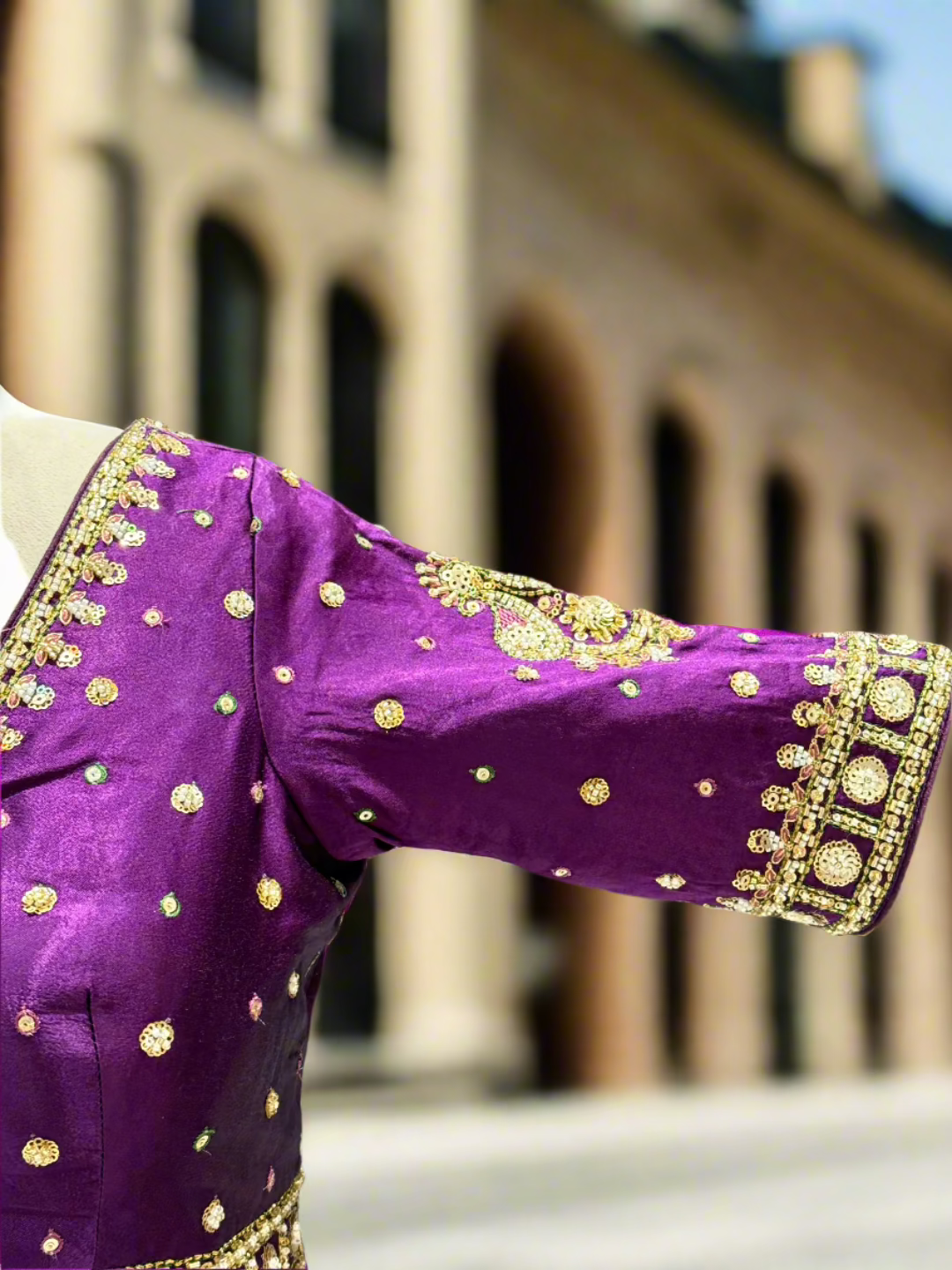 Purple Chevron Print Lehenga