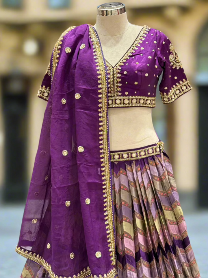 Purple Chevron Print Lehenga
