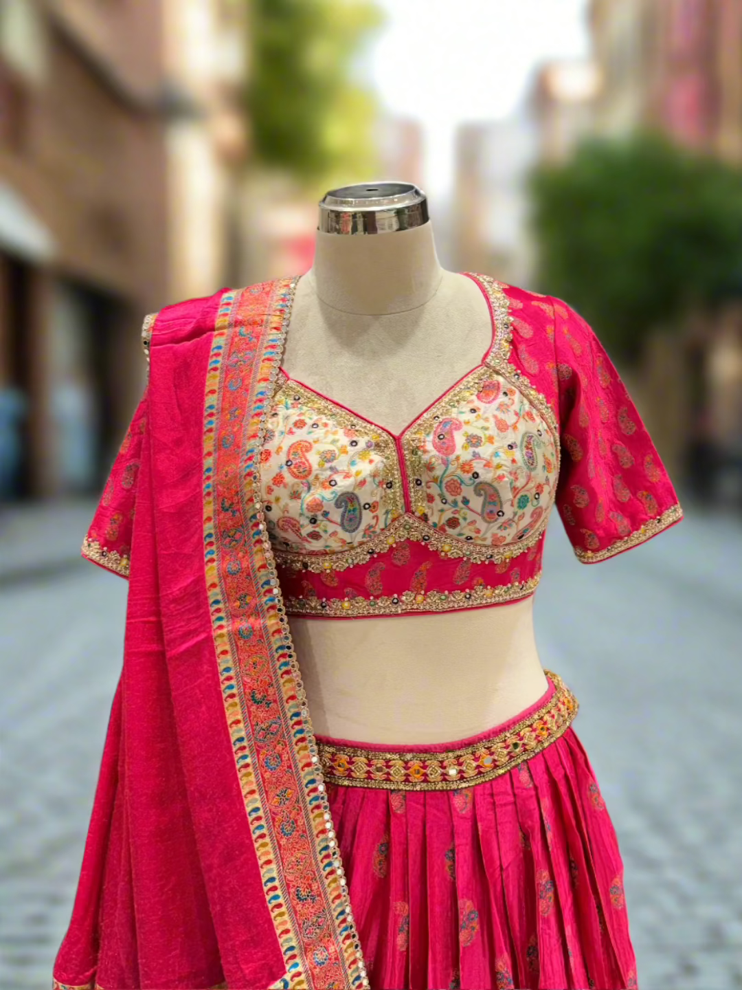 Elegant Pink Silk Readymade Lehenga