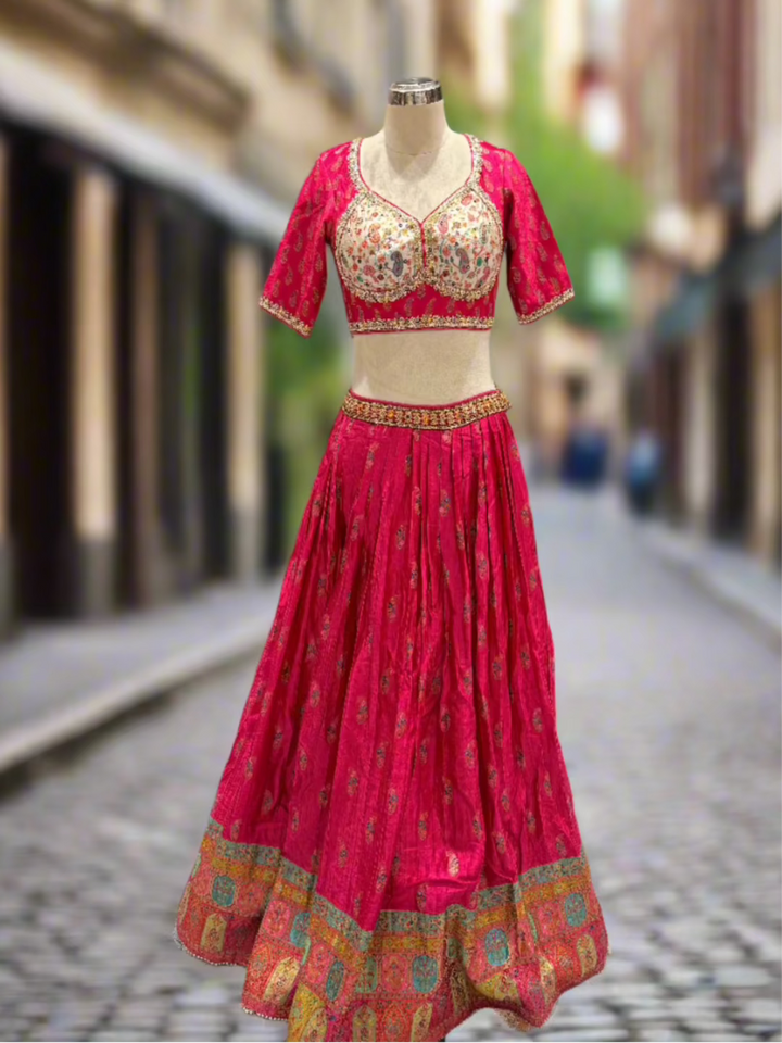 Elegant Pink Silk Readymade Lehenga