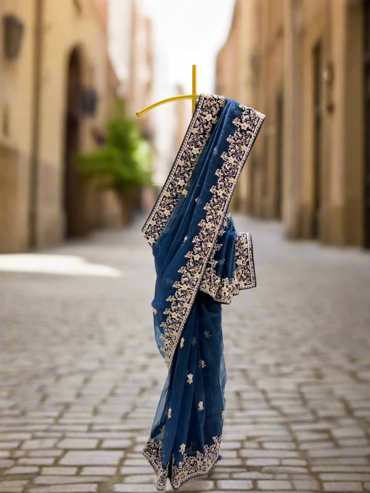 Navy Blue Tissue Saree