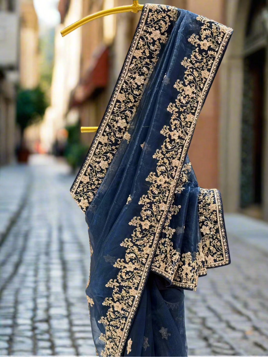 Navy Blue Tissue Saree