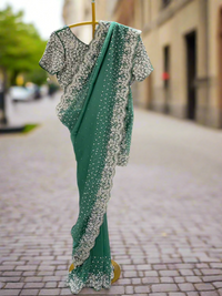 Emerald Green Embellished Saree