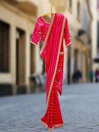 Bright Pink Tissue Saree