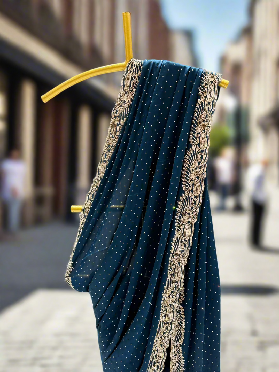Teal Blue Georgette Saree