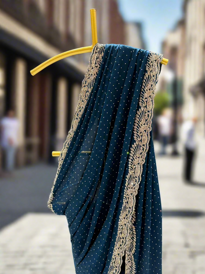 Teal Blue Georgette Saree
