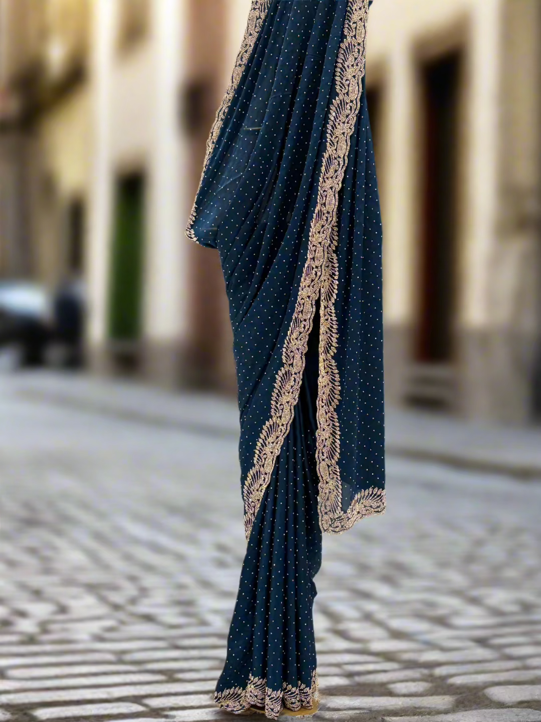 Teal Blue Georgette Saree