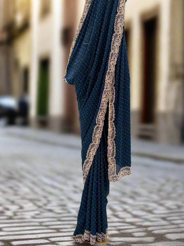 Teal Blue Georgette Saree