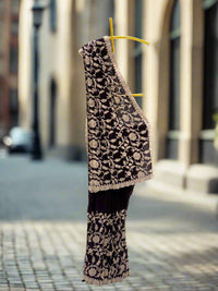 Deep Plum Embroidered Georgette Saree